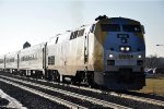 Eastbound Corridor passenger train rolls out of the station